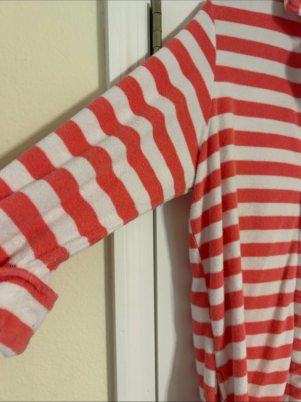 Charter Club Coral & White Striped Button-Front Swim Coverup